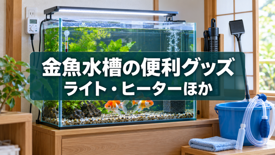 金魚水槽の便利グッズ｜照明・ヒーター・砂利・水草の選び方のアイキャッチ画像