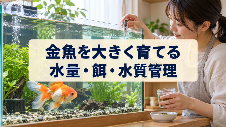 金魚を大きく育てる方法｜水量・餌・水質管理のポイントのアイキャッチ画像
