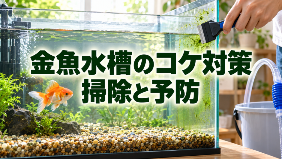 金魚水槽のコケ対策｜種類別の掃除方法と増やさない予防のアイキャッチ画像