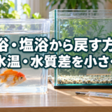 金魚を薬浴・塩浴から戻す方法｜水温・水質差を小さくする手順