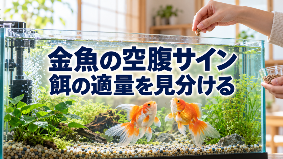 金魚の空腹のサインはわかる？餌を欲しがる行動と適量の見分け方のアイキャッチ
