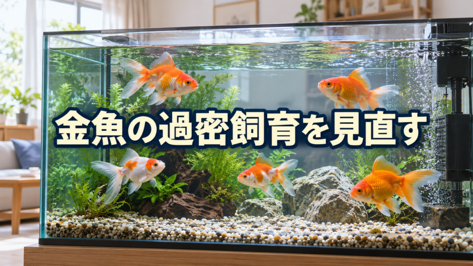 金魚の過密飼育とは？水量・ろ過・水質から見直すポイントのアイキャッチ