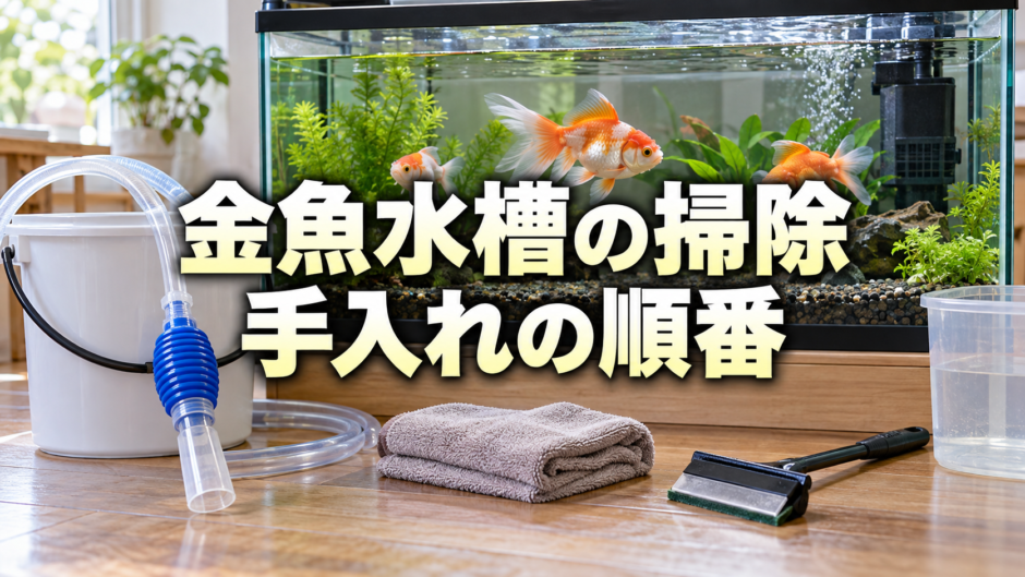 金魚水槽の掃除方法｜水換えと同時に進める手順と必要な道具のアイキャッチ
