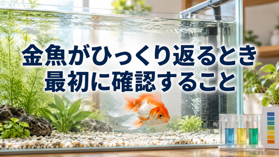 金魚がひっくり返るときの確認手順｜転覆病と決めつけない観察ポイントのアイキャッチ